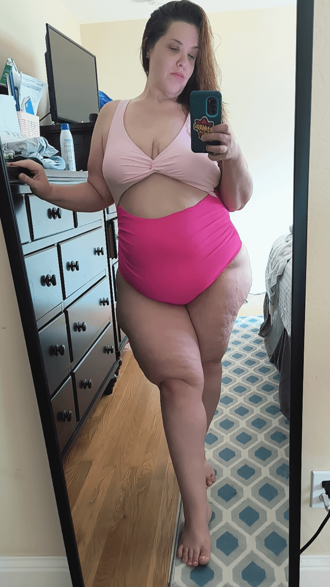 Not sure how I feel about this swimsuit. Love the color though!  title=