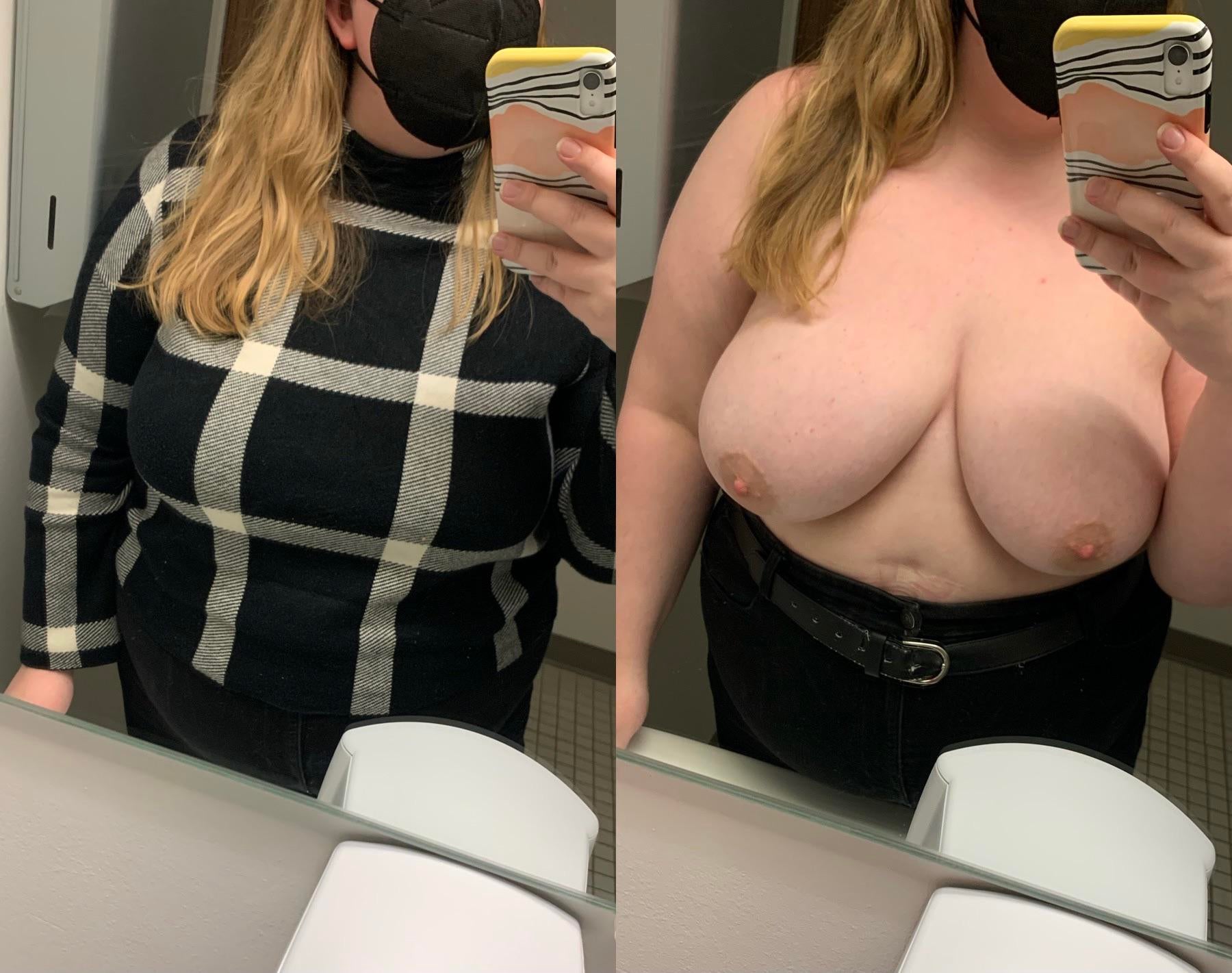 Thick BBW -  My tits always seem to be out when I’m in the office bathroom