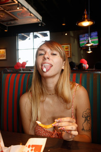 Zishy Nude - Angel Youngs Eats A Red Robin