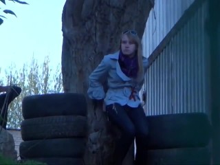 your voyeur videos - Blonde gal pink pussy peeing