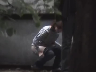 your voyeur videos - Woman caught peeing in the back of old place