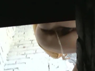 your voyeur videos - Hairy pussy peeing in pissing hole