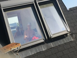 your voyeur videos - Big tits granny window spy