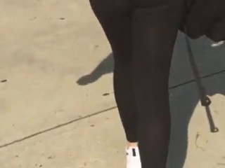 your voyeur videos - Teen in black see through leggins