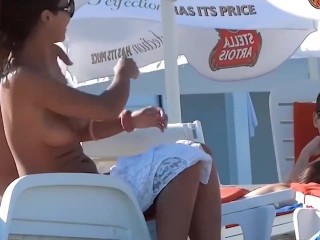 your voyeur videos - three topless cuties in beach