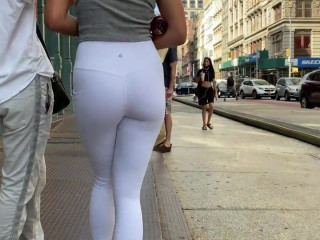 your voyeur videos - Teen in white leggins