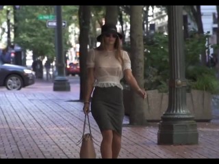 your voyeur videos - braless see through in the street