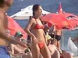 your voyeur videos - Brunette teen with red bikini