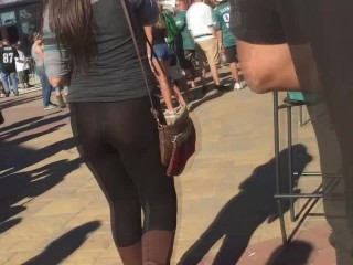 your voyeur videos - Teen in thong under transparent leggins