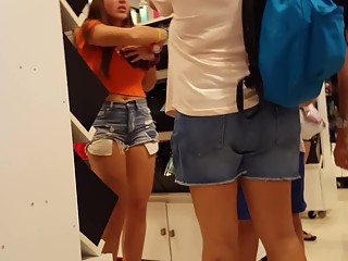 your voyeur videos - Busty teen in tight shorts