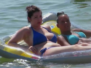 your voyeur videos - Big boobs gal in blue bikini