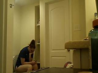 your voyeur videos - Chubby nerd girl in toilet