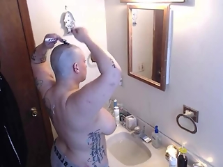 your voyeur videos - Chubby tattooed shaving head