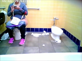 your voyeur videos - Chubby woman spied in public toilet peeing