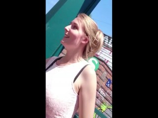 your voyeur videos - Busty teen in pink dress upskirt