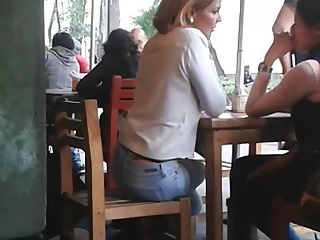 your voyeur videos - Exposed thong in the cafe