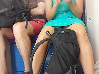 your voyeur videos - Woman in dress upskirted in train