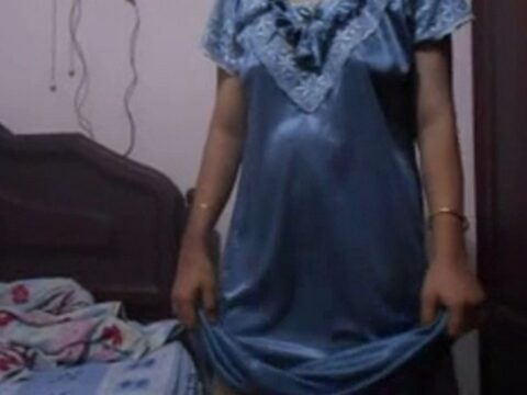 Indian - mature indian aunty in grey night trying different lingerie